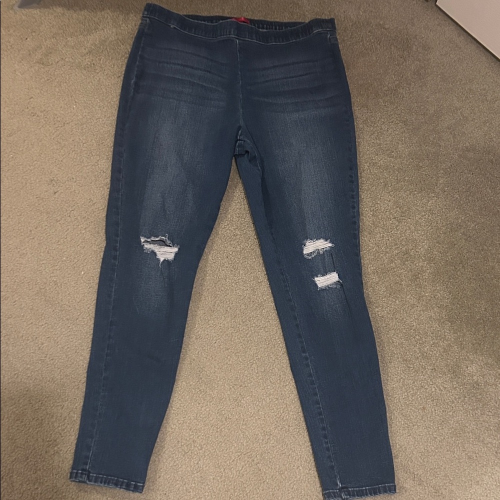Jennifer Lopez Dark Blue Distressed Skinny Jeans